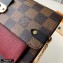 Louis Vuitton Damier Ebene Canvas Vavin Chain Wallet N60222 Bordeaux Red