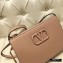 Valentino VSLING Grainy Calfskin Pouch Bag Nude with Adjustable Strap 2020