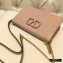 Valentino VSLING Grainy Calfskin Pouch Bag Nude with Adjustable Strap 2020