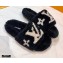 Louis Vuitton Shearling Flat Mules Black 2020