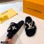 Louis Vuitton Shearling Flat Mules Black 2020