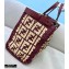 Fendi Raffia FF Medium Peekaboo X-Tote Bag Burgundy 2020