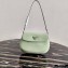 Prada Cleo Brushed Leather Shoulder Bag with Flap 1BD311 Aqua Green 2020