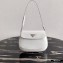 Prada Cleo Brushed Leather Shoulder Bag with Flap 1BD311 White 2020