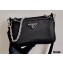 Prada Nylon Shoulder Bag with Detachable Pouch 1BH168 Black 2020