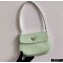 Prada Cleo Brushed Leather Shoulder Bag with Flap 1BD311 Aqua Green 2020