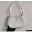 Prada Cleo Brushed Leather Shoulder Bag 1BC499 White 2020