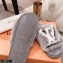 Louis Vuitton Mink Fur Homey Flat Mules Gray 2020