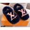 Louis Vuitton Mink Fur Dreamy Slippers Navy Blue 2020