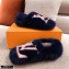 Louis Vuitton Mink Fur Dreamy Slippers Navy Blue 2020
