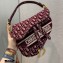 Dior SADDLE BAG in Oblique Embroidered Velvet Burgundy 2020