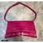 Balenciaga Hourglass Sling Bag Shoulder Bag Crocodile Embossed Calfskin Fuchsia