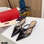 Valentino Heel 4.5cm VLogo Signature Patent Leather Mules Black 2020