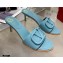 Valentino Heel 6.5cm VLogo Leather Mules Light Blue 2020