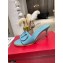 Valentino Heel 6.5cm VLogo Leather Mules Light Blue 2020
