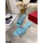 Valentino Heel 6.5cm VLogo Leather Mules Light Blue 2020