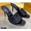 Louis Vuitton Heel 9.5cm Monogram Embossed Mules Black 2020
