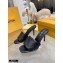 Louis Vuitton Heel 9.5cm Monogram Embossed Mules Black 2020