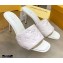 Louis Vuitton Heel 9.5cm Monogram Embossed Mules White 2020