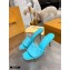 Louis Vuitton Heel 9.5cm Monogram Embossed Mules Sky Blue 2020