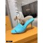 Louis Vuitton Heel 9.5cm Monogram Embossed Mules Sky Blue 2020