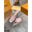 Louis Vuitton Heel 9.5cm Monogram Embossed Mules Pale Pink 2020