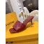 Louis Vuitton Heel 7.5cm Monogram Embossed Mules Burgundy 2020