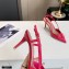 Valentino Heel 8cm VLogo Signature Patent Leather Slingback Pumps Fuchsia 2020