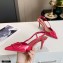Valentino Heel 8cm VLogo Signature Patent Leather Slingback Pumps Fuchsia 2020
