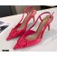 Valentino Heel 8cm VLogo Signature Patent Leather Slingback Pumps Fuchsia 2020