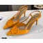 Valentino Heel 8cm VLogo Signature Patent Leather Slingback Pumps Yellow 2020