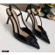 Valentino Heel 8cm VLogo Signature Patent Leather Slingback Pumps Black 2020