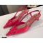 Valentino Heel 4cm VLogo Signature Patent Leather Slingback Pumps Fuchsia 2020
