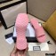 Gucci Heel 5.5cm Platform 2.5cm Embossed Logo Rubber Slide Sandals Pink 2020