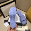 Gucci Heel 5.5cm Platform 2.5cm Embossed Logo Rubber Slide Sandals Blue 2020