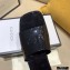Gucci Heel 5.5cm Platform 2.5cm Embossed Logo Rubber Slide Sandals Black 2020