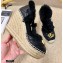Gucci Shearling Leather Platform 10cm Espadrilles Sandals Black 2020
