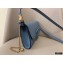 Valentino VSLING Grainy Calfskin Clutch Bag Blue with Shoulder Strap 2020