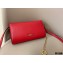 Valentino VSLING Grainy Calfskin Clutch Bag Red with Shoulder Strap 2020