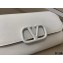 Valentino VSLING Grainy Calfskin Clutch Bag White with Shoulder Strap 2020