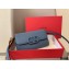Valentino VSLING Grainy Calfskin Clutch Bag Blue with Shoulder Strap 2020