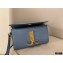 Valentino VSLING Grainy Calfskin Clutch Bag Blue with Shoulder Strap 2020