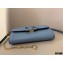 Valentino VSLING Grainy Calfskin Clutch Bag Blue with Shoulder Strap 2020