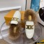 Tod's Kate Fur Slippers in leather White