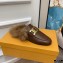 Tod's Kate Fur Slippers in leather Coffee