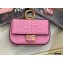 Fendi Nano Baguette Bag Charm Embossed FF Leather Pink 2020