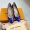 Louis Vuitton Heel 6.5cm Patent Leather Bow Knot Pumps Blue