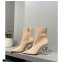 Balmain Heel 9.5cm Nicole Ankle Boots Suede Beige 2020