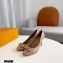Louis Vuitton Heel 6.5cm Patent Leather Bow Pumps Apricot