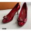Louis Vuitton Heel 6.5cm Patent Leather Bow Pumps Burgundy